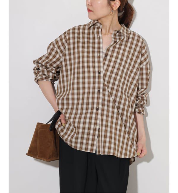 JOURNAL STANDARD relume「《予約》ルーズコットンチェックシャツ」|シャツ・ブラウス|ブラウン