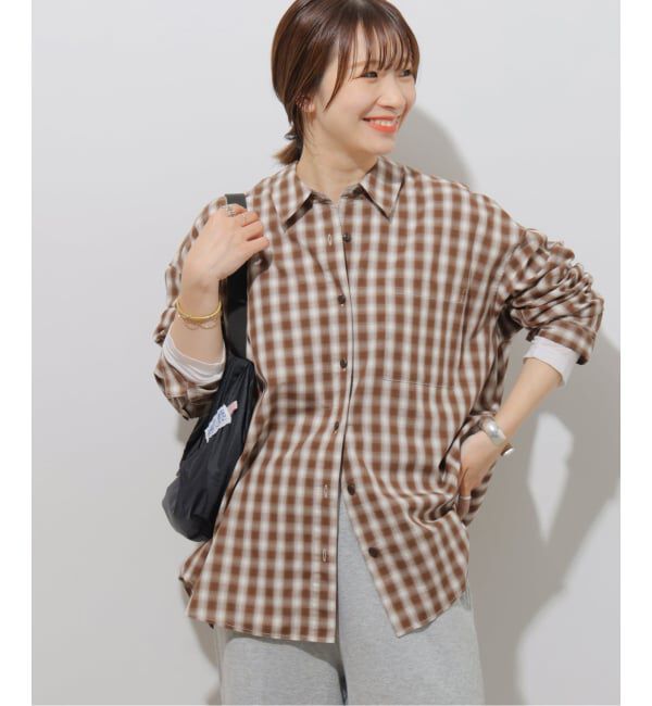 JOURNAL STANDARD relume「《予約》ルーズコットンチェックシャツ」|シャツ・ブラウス|キャメル