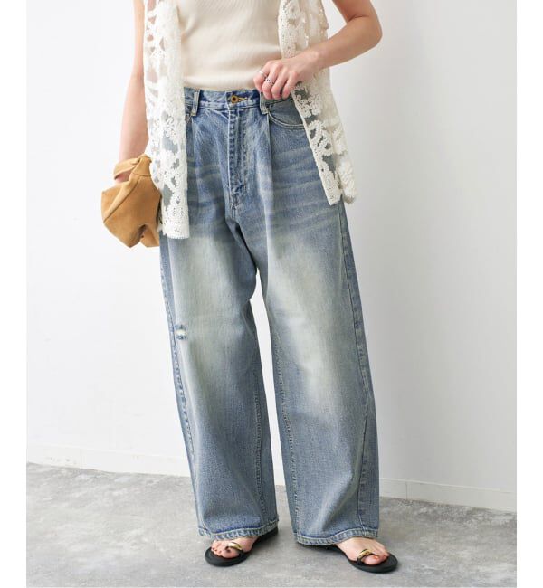 Spick and Span「《WEB限定 / 追加2》5 1/2 TUCKBARREL DENIM」|デニム|サックスブルー