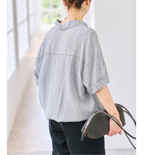 Spick and Span「リネンブレンドハーフスリーブヘムギャザーシャツ」|シャツ・ブラウス|
