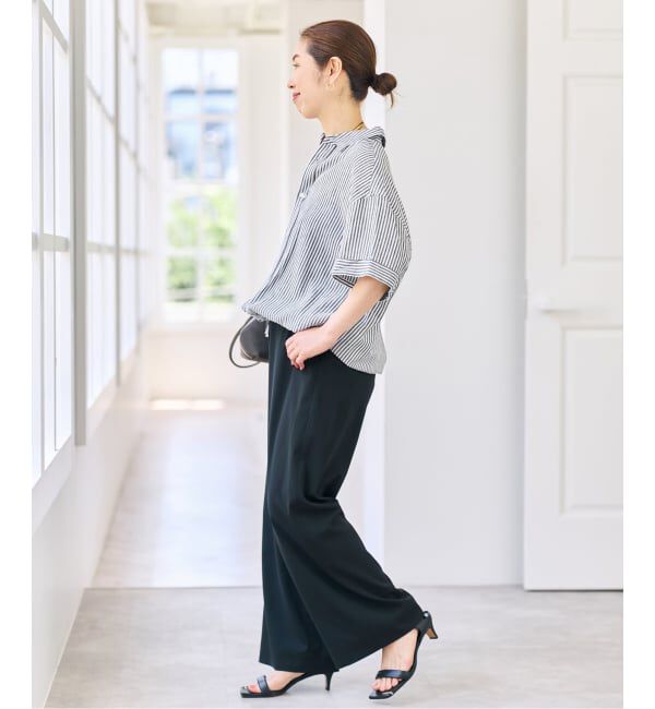 Spick and Span「リネンブレンドハーフスリーブヘムギャザーシャツ」|シャツ・ブラウス|