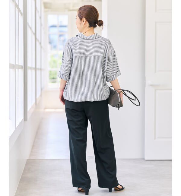 Spick and Span「リネンブレンドハーフスリーブヘムギャザーシャツ」|シャツ・ブラウス|