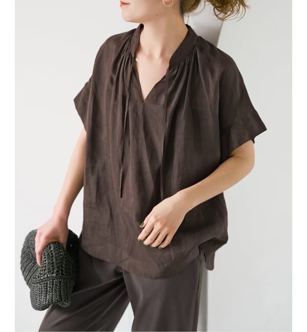 Spick and Span「ラミーミックススキッパーブラウス」|シャツ・ブラウス|
