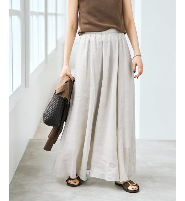 Spick and Span「《セットアップ可》ラミーブレンドギャザーフレアスカート」|スカート|