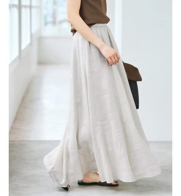 Spick and Span「《セットアップ可》ラミーブレンドギャザーフレアスカート」|スカート|