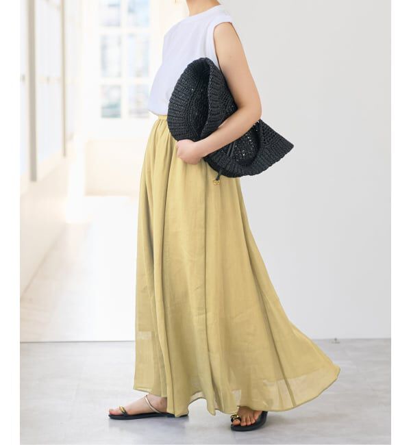 Spick and Span「《セットアップ可》ラミーブレンドギャザーフレアスカート」|スカート|