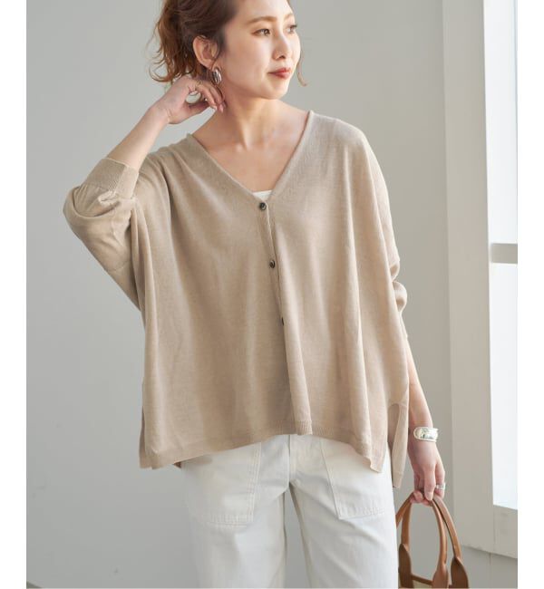 Spick and Span「《新色有り / 追加》コットンリネンギマオーバーサイズカーディガン」|カーディガン|