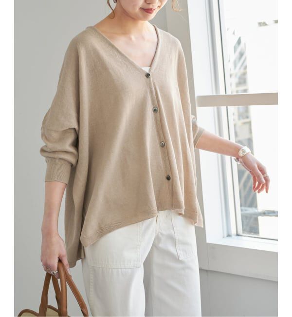 Spick and Span「《新色有り / 追加》コットンリネンギマオーバーサイズカーディガン」|カーディガン|
