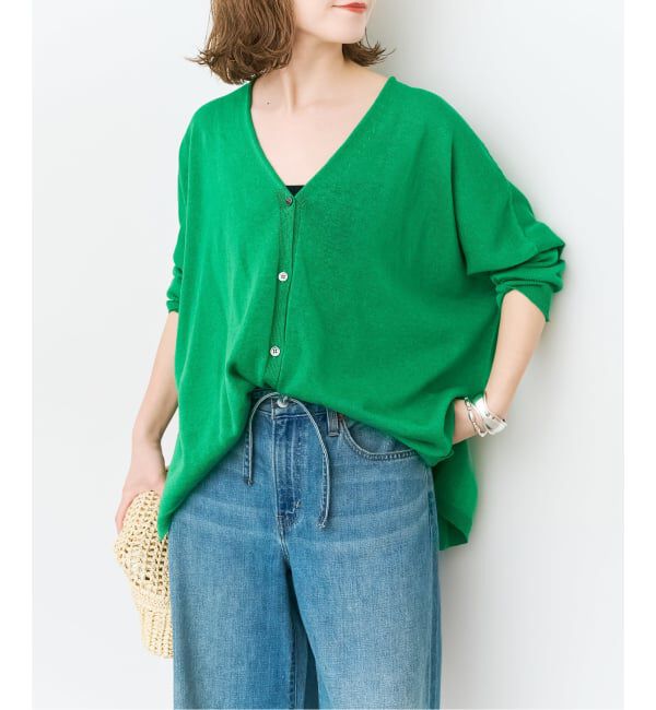 Spick and Span「《新色有り / 追加》コットンリネンギマオーバーサイズカーディガン」|カーディガン|