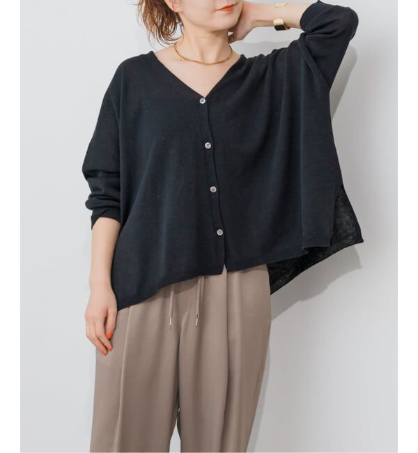 Spick and Span「《新色有り / 追加》コットンリネンギマオーバーサイズカーディガン」|カーディガン|
