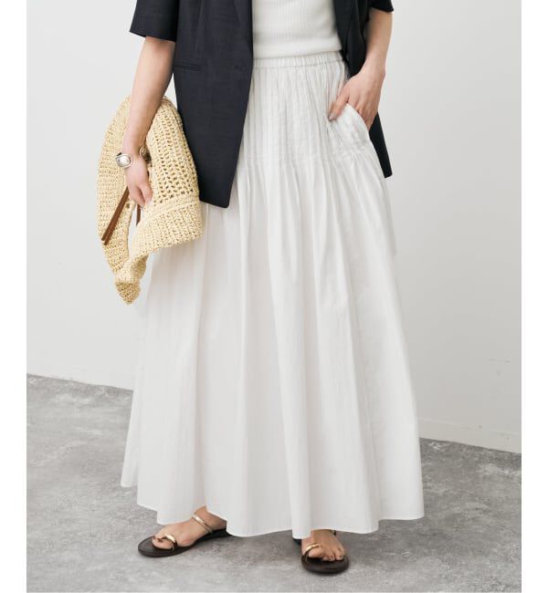 Spick and Span「《手洗い可》CO/PAシアータイプライターギャザースカート」|スカート|