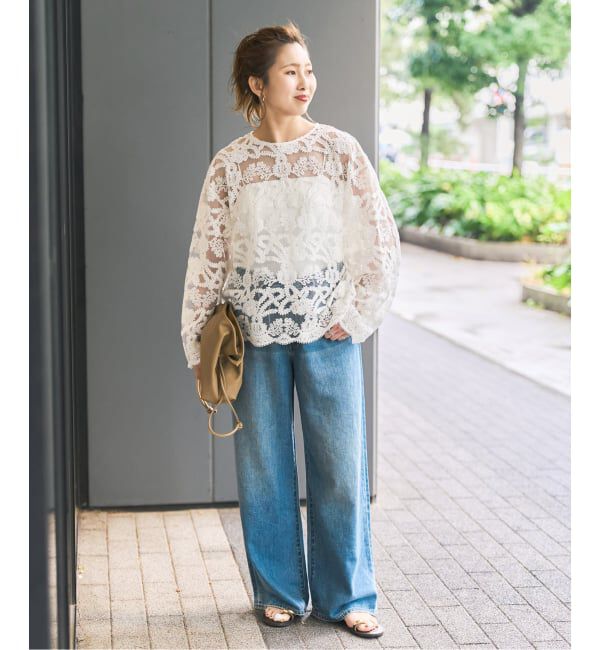 Spick and Span「《WEB限定 / 追加》コードエンブロイダリーチュールブラウス」|シャツ・ブラウス|
