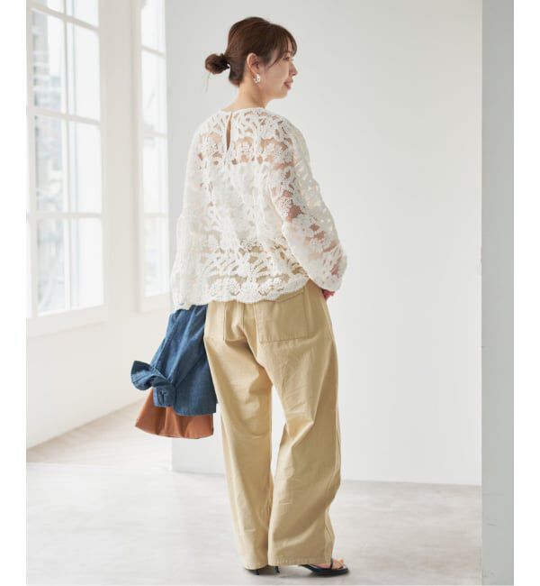 Spick and Span「《WEB限定 / 追加》コードエンブロイダリーチュールブラウス」|シャツ・ブラウス|