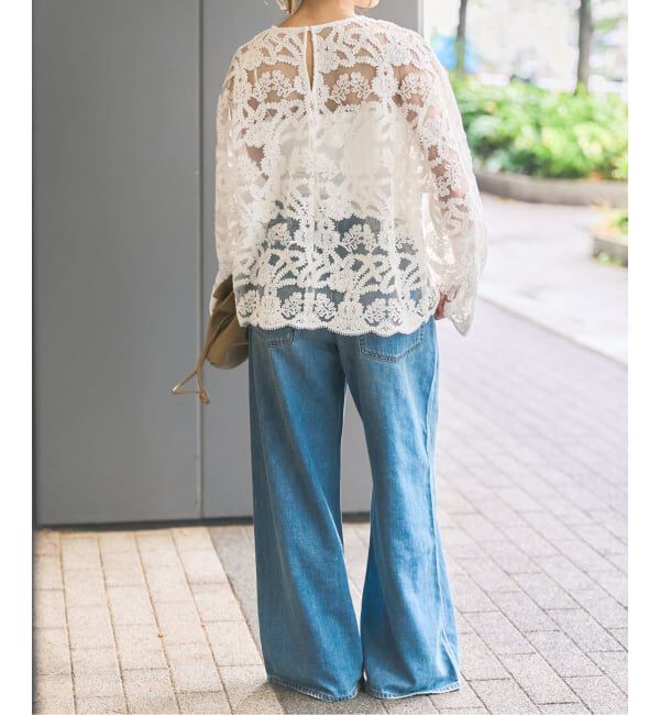 Spick and Span「《WEB限定 / 追加》コードエンブロイダリーチュールブラウス」|シャツ・ブラウス|