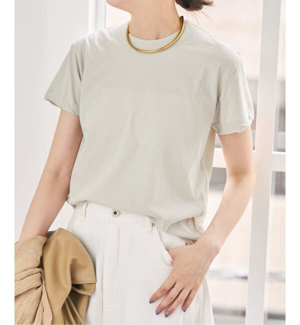 Spick and Span「《新色有り / 追加》ATON/エイトン FRESCA SINGLE JERSEY TIGHT FIT T-SH」|Tシャツ・カットソー|ベージュ