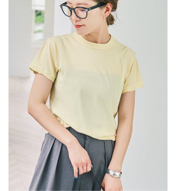 Spick and Span「《新色有り / 追加》ATON/エイトン FRESCA SINGLE JERSEY TIGHT FIT T-SH」|Tシャツ・カットソー|イエロー