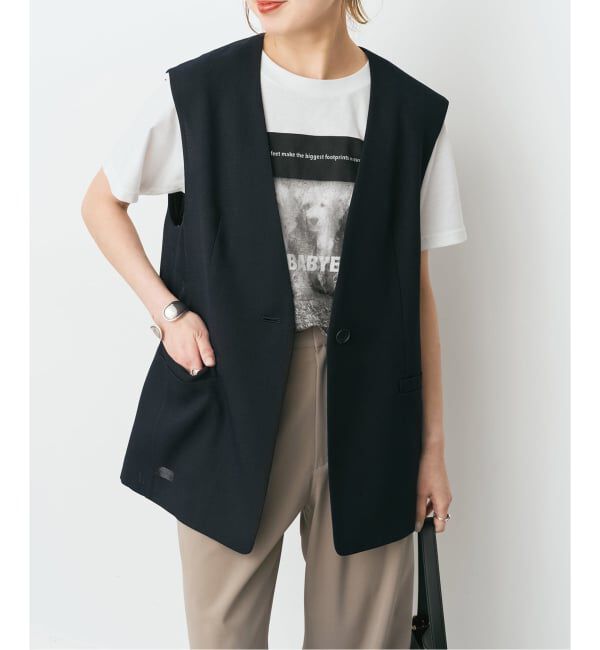 Spick and Span「ドライメッシュツイードベスト」|ベスト・ジレ|ネイビー
