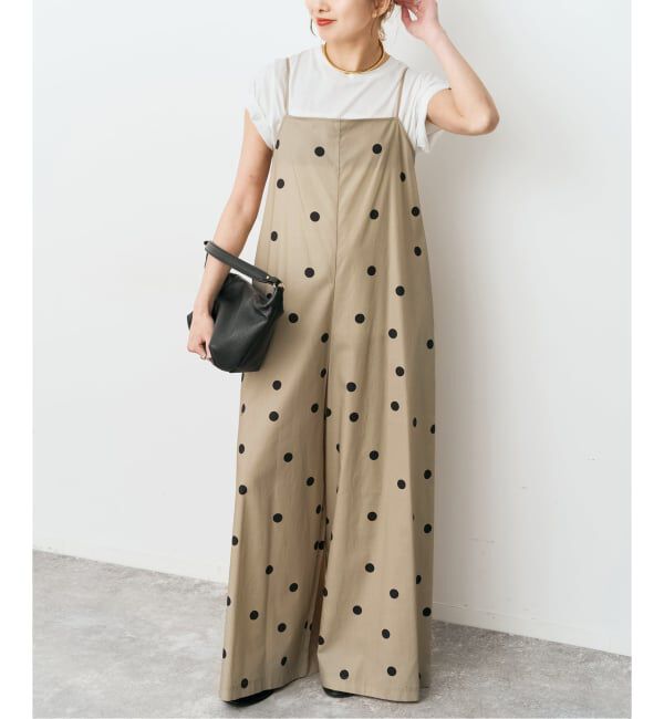 Spick and Span「ドットサロペット」|オールインワン|ベージュ