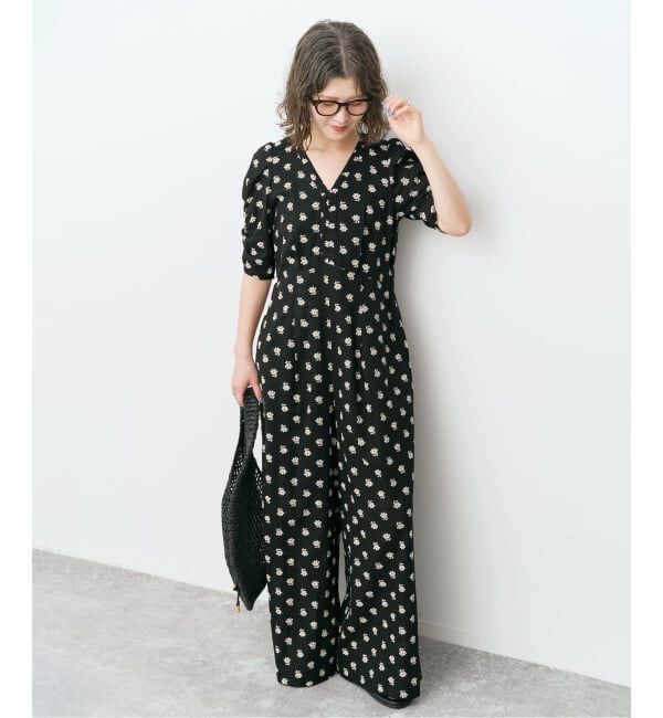 Spick and Span「《別注》ne Quittez pas / ヌキテパ  Cotton Dobby Stripe Flower Print Al*」|オールインワン|