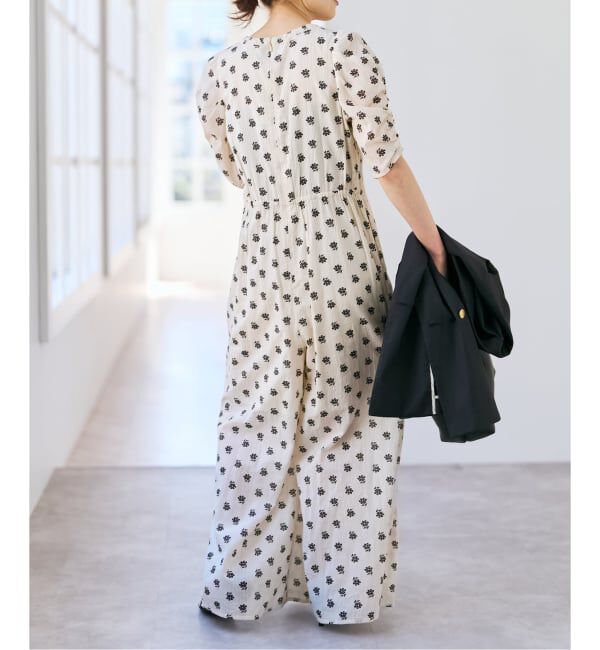 Spick and Span「《別注》ne Quittez pas / ヌキテパ  Cotton Dobby Stripe Flower Print Al*」|オールインワン|