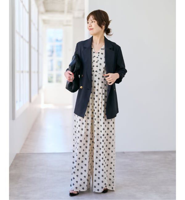 Spick and Span「《別注》ne Quittez pas / ヌキテパ  Cotton Dobby Stripe Flower Print Al*」|オールインワン|