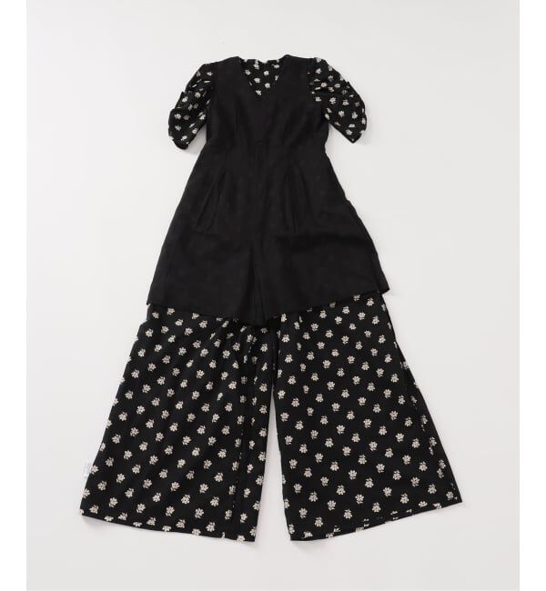 Spick and Span「《別注》ne Quittez pas / ヌキテパ  Cotton Dobby Stripe Flower Print Al*」|オールインワン|