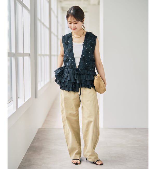 Spick and Span「《別注》crinkle crinkle crinkle Frill rayon shantung vest*」|ベスト・ジレ|
