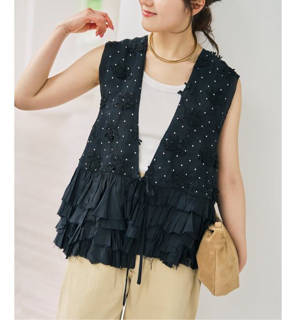 Spick and Span「《別注》crinkle crinkle crinkle Frill rayon shantung vest*」|ベスト・ジレ|