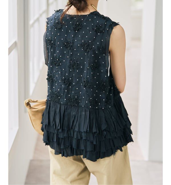 Spick and Span「《別注》crinkle crinkle crinkle Frill rayon shantung vest*」|ベスト・ジレ|