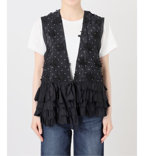 Spick and Span「《別注》crinkle crinkle crinkle Frill rayon shantung vest*」|ベスト・ジレ|