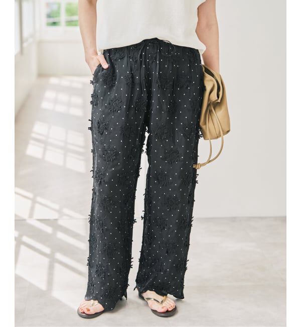 Spick and Span「crinkle crinkle crinkle dot 3D rayon shuntang easy pants」|その他|ブラック