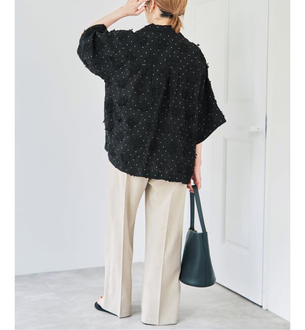 Spick and Span「crinkle crinkle crinkle dot 3D embroidery open collar shirt」|シャツ・ブラウス|