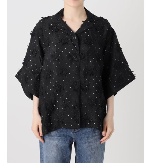 Spick and Span「crinkle crinkle crinkle dot 3D embroidery open collar shirt」|シャツ・ブラウス|
