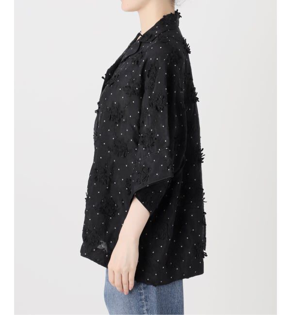 Spick and Span「crinkle crinkle crinkle dot 3D embroidery open collar shirt」|シャツ・ブラウス|
