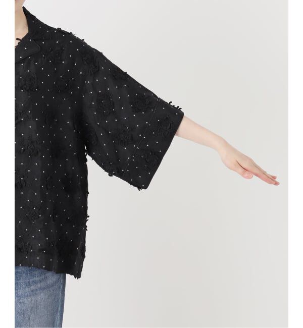 Spick and Span「crinkle crinkle crinkle dot 3D embroidery open collar shirt」|シャツ・ブラウス|