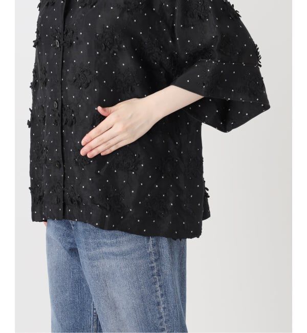 Spick and Span「crinkle crinkle crinkle dot 3D embroidery open collar shirt」|シャツ・ブラウス|