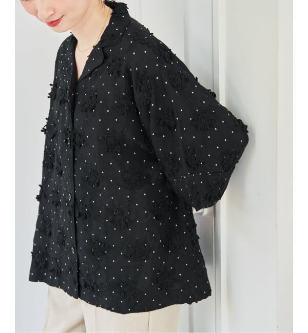 Spick and Span「crinkle crinkle crinkle dot 3D embroidery open collar shirt」|シャツ・ブラウス|