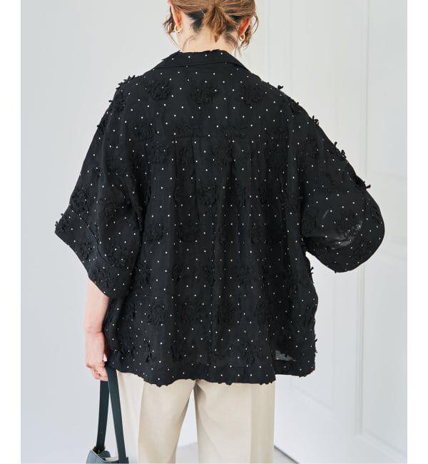 Spick and Span「crinkle crinkle crinkle dot 3D embroidery open collar shirt」|シャツ・ブラウス|