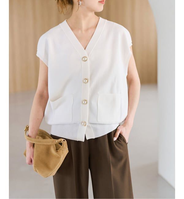 Spick and Span「《WEB限定 / 追加》パールボタンウォッシャブルニットベスト」|ニット・セーター|