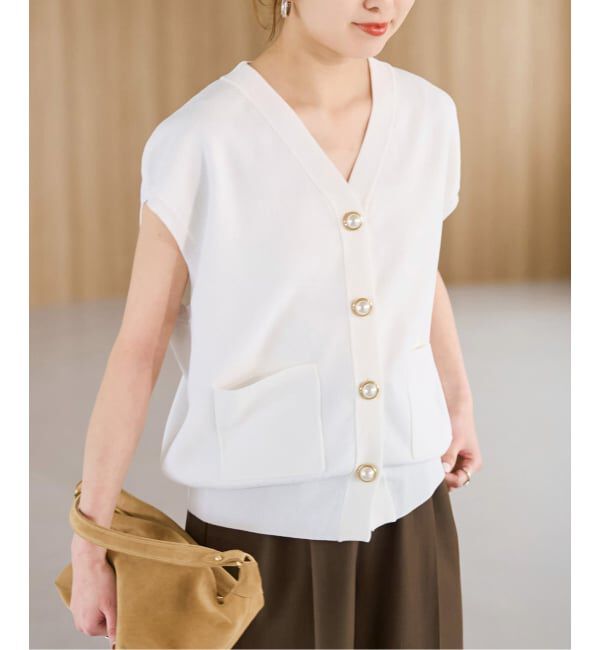 Spick and Span「《WEB限定 / 追加》パールボタンウォッシャブルニットベスト」|ニット・セーター|