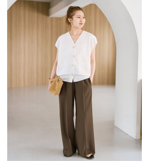 Spick and Span「《WEB限定 / 追加》パールボタンウォッシャブルニットベスト」|ニット・セーター|