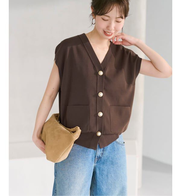 Spick and Span「《WEB限定 / 追加》パールボタンウォッシャブルニットベスト」|ニット・セーター|