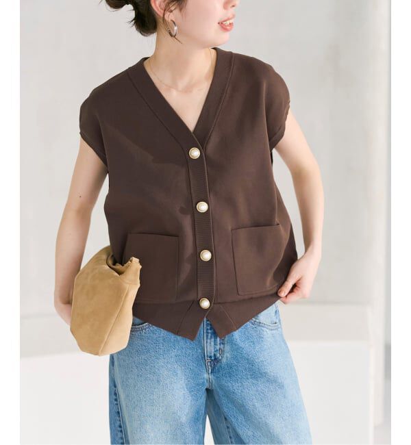 Spick and Span「《WEB限定 / 追加》パールボタンウォッシャブルニットベスト」|ニット・セーター|