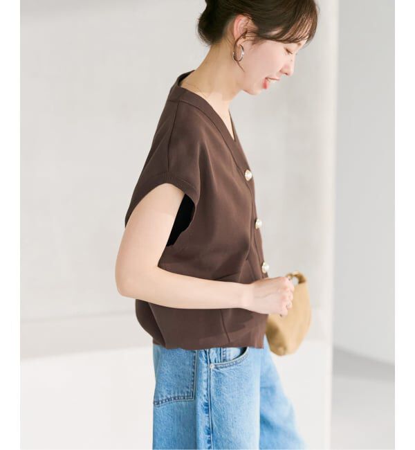 Spick and Span「《WEB限定 / 追加》パールボタンウォッシャブルニットベスト」|ニット・セーター|