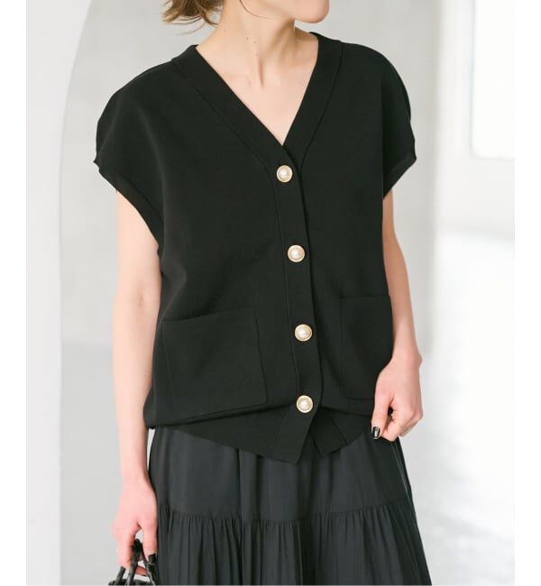 Spick and Span「《WEB限定 / 追加》パールボタンウォッシャブルニットベスト」|ニット・セーター|