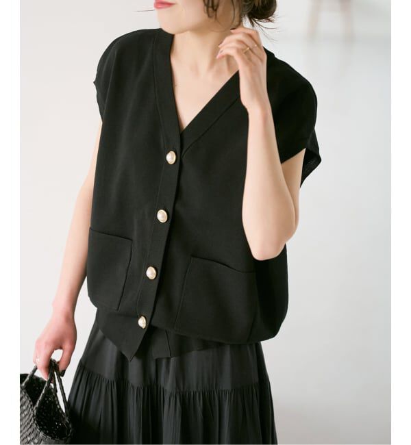 Spick and Span「《WEB限定 / 追加》パールボタンウォッシャブルニットベスト」|ニット・セーター|