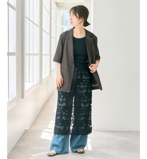 Spick and Span「《追加2》コードエンブロイダリーチュールレイヤースカート」|スカート|