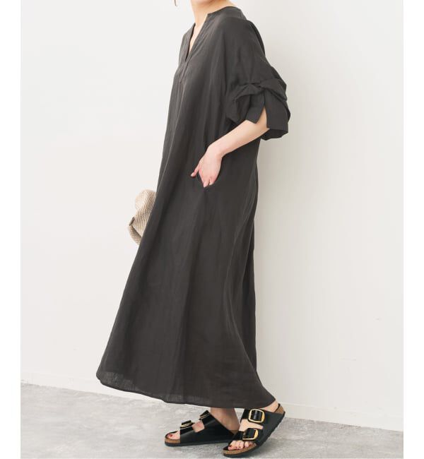 Spick and Span「TICCA リネンツイストスリーブワンピース」|ワンピース|ブラウン