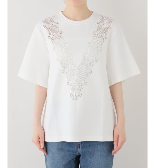 Spick and Span「《一部店舗+WEB限定》BERENICE. / べレニス TSHIRT COL ROND BRODERIE V」|Tシャツ・カットソー|