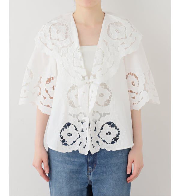Spick and Span「《一部店舗+WEB限定》BERENICE. / べレニス CHEMISE MC COL CHALE BRODERIE」|シャツ・ブラウス|